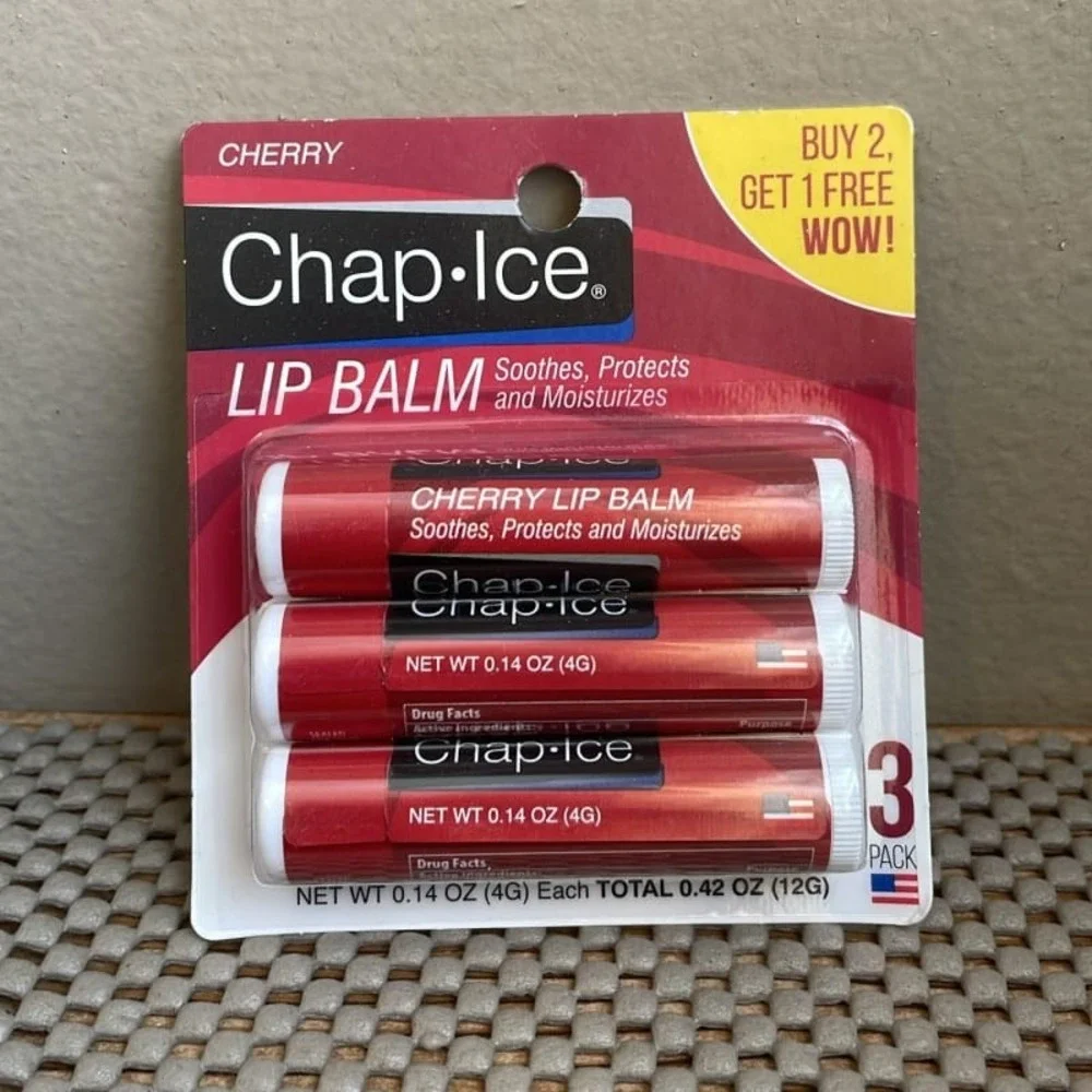 🔥Chap Ice Lip Balm Cherry SPF 4 OraLabs Chapstick Dry Lips ❗️3 In Pack ❗️